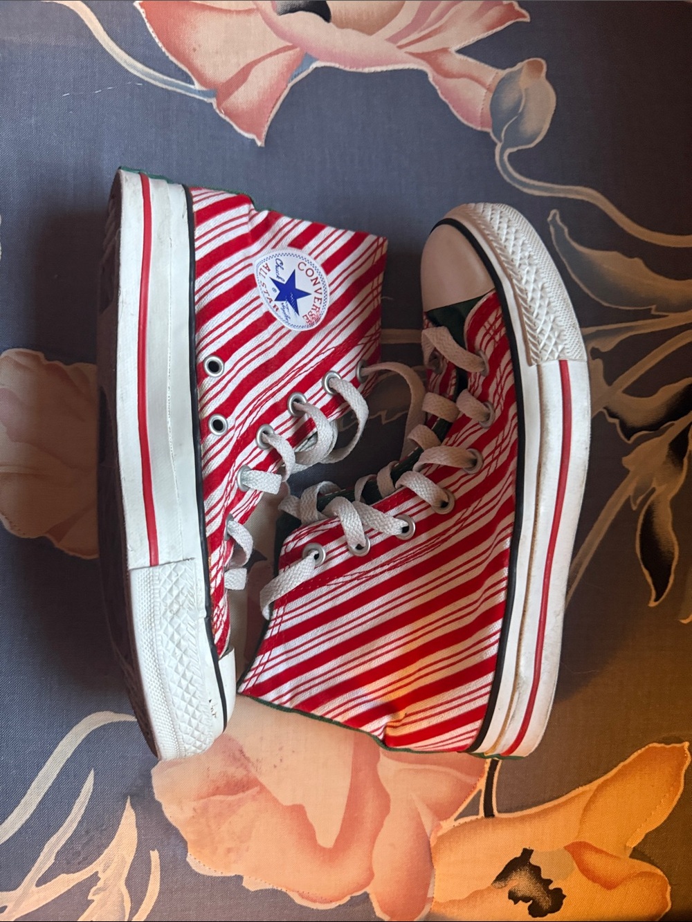 Converse Kids Red and White Striped High-Top Sneakers